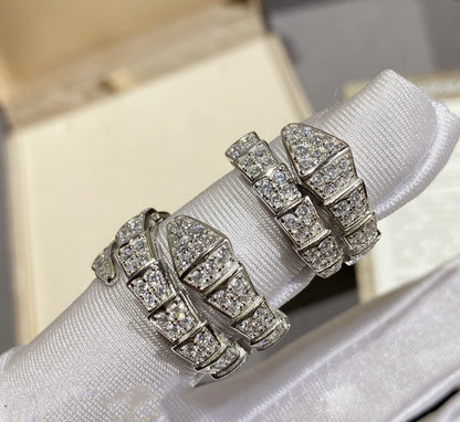 [⭐Hildren Jewelry]SERPENTI RING SILVER DIAMOND PAVED