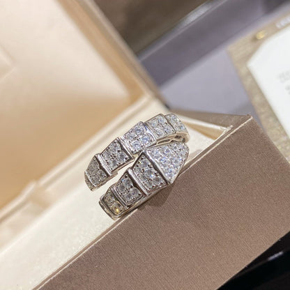 [⭐Hildren Jewelry]SERPENTI RING SILVER DIAMOND PAVED
