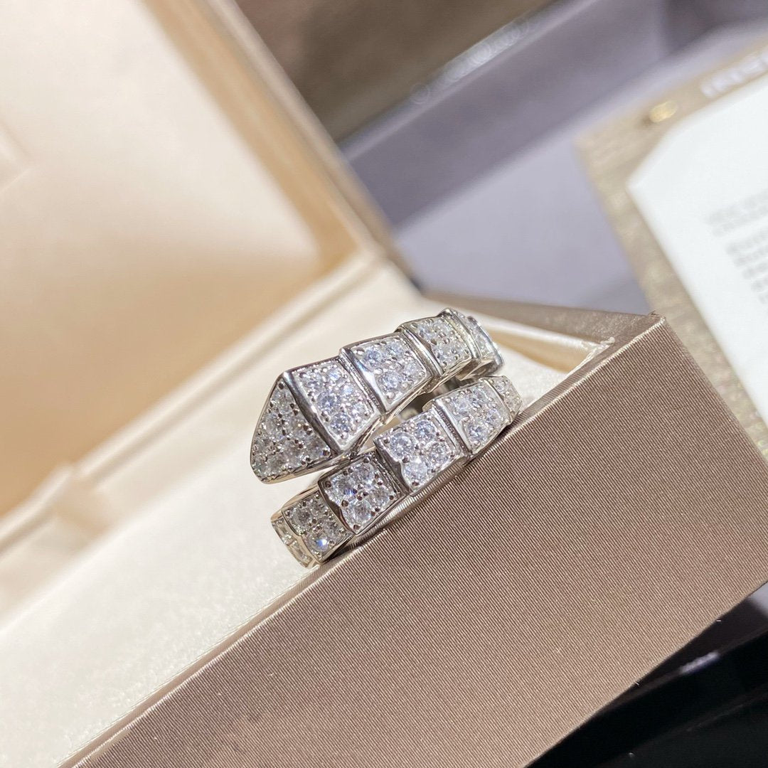 [⭐Hildren Jewelry]SERPENTI RING SILVER DIAMOND PAVED