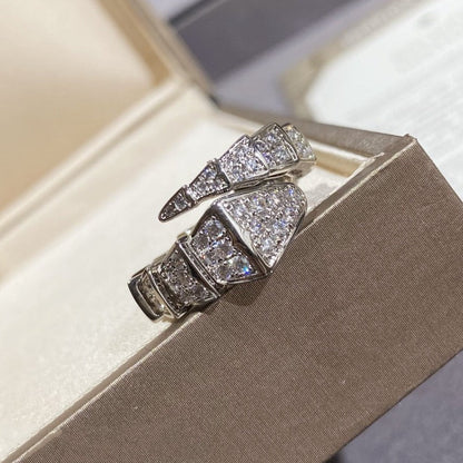 [⭐Hildren Jewelry]SERPENTI LARGE RING SILVER DIAMOND PAVED