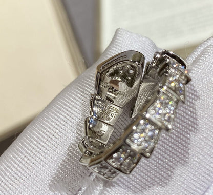 [⭐Hildren Jewelry]SERPENTI LARGE RING SILVER DIAMOND PAVED