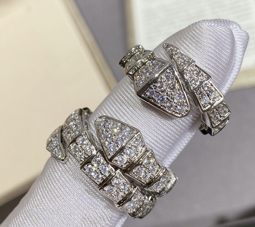 [⭐Hildren Jewelry]SERPENTI LARGE RING SILVER DIAMOND PAVED