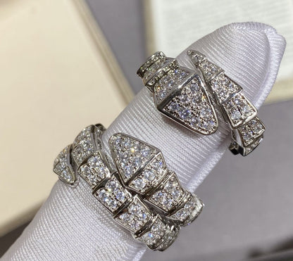 [⭐Hildren Jewelry]SERPENTI LARGE RING SILVER DIAMOND PAVED