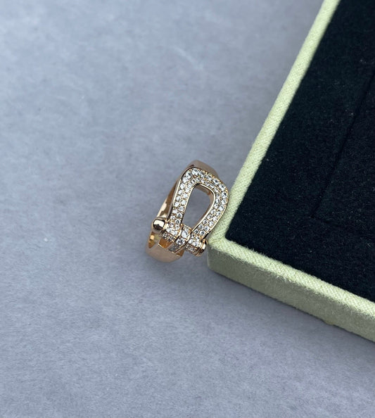 [⭐Hildren Jewelry]Wide Hoof-Shaped Diamond-Studded Ring