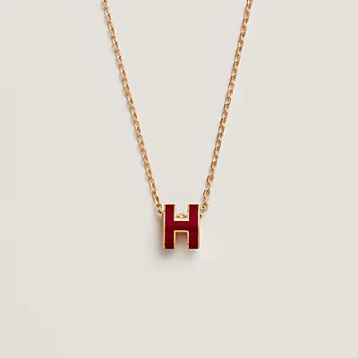 [⭐Hildren Jewelry]HM CLIC RED ENAMEL GOLD NECKLACE