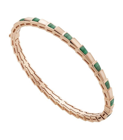 [⭐Hildren Jewelry]SERPENTI BRACELET PINK GOLD MALACHITE