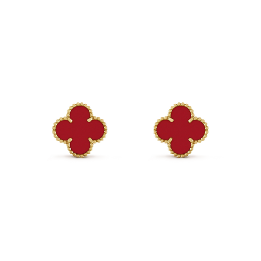 [⭐Hildren Jewelry]CLOVER MINI 9.5MM CARNELIAN EARRINGS