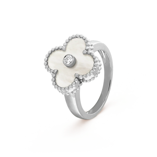 [⭐Hildren Jewelry]CLOVER SILVER MOP DIAMOND RING