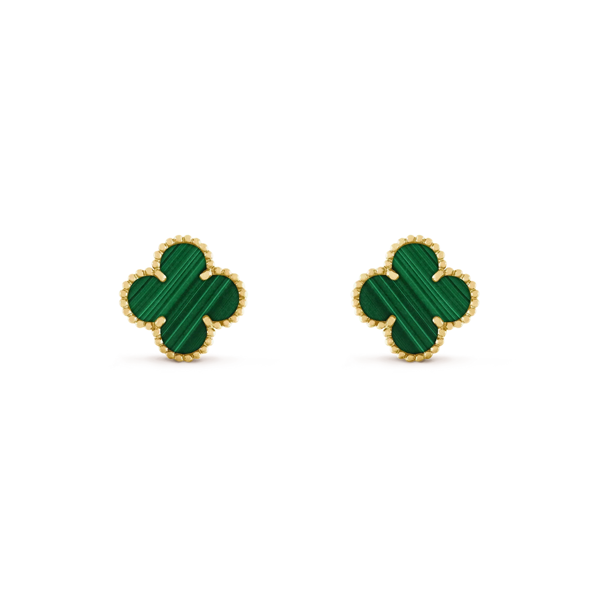 [⭐Hildren Jewelry]CLOVER MEDIUM 1 MOTIFS MALACHITE  EARRINGS