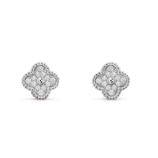 [⭐Hildren Jewelry]CLOVER MINI DIAMOND STUD EARRINGS