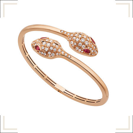 [⭐Hildren Jewelry]SERPENTI BRACELET PINK GOLD DIAMOND DOUBLE SNAKE