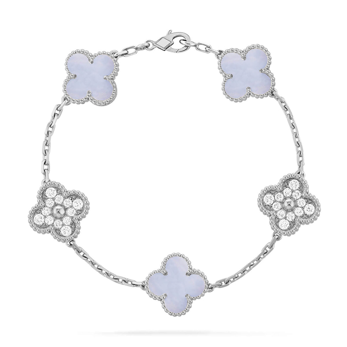 [⭐Hildren Jewelry] CLOVER 5 MOTIF PURPLE CHALCEDONY BRACELET COLLECTION