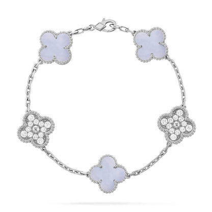 [⭐Hildren Jewelry] CLOVER 5 MOTIF PURPLE CHALCEDONY BRACELET COLLECTION
