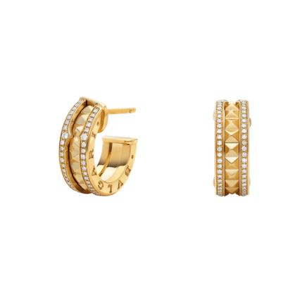 [⭐Hildren Jewelry]ZERO 1 ROCK GOLD EARRINGS WITH STUDDED SPIRAL AND PAVED DIAMONDS