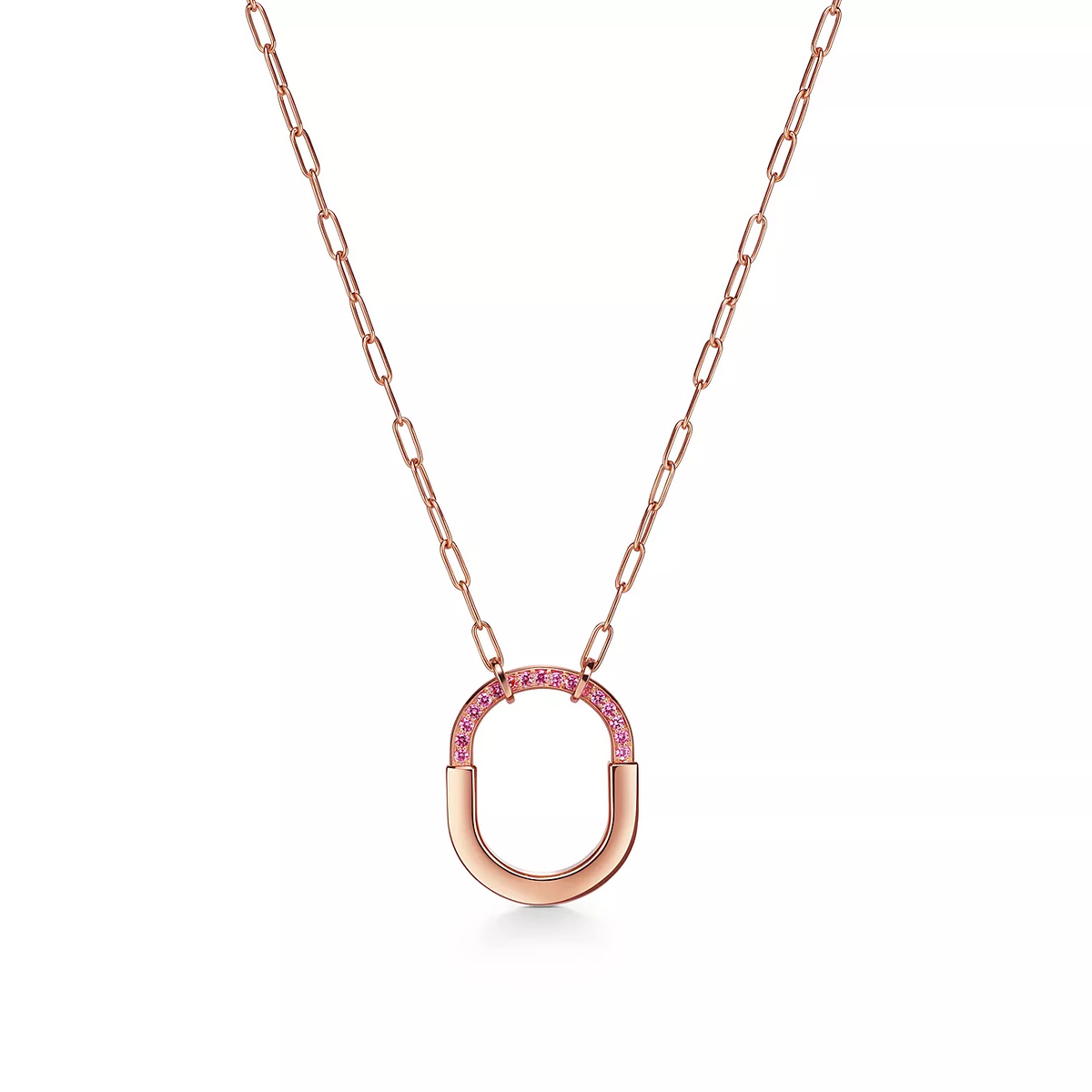 [Hildren Jewelry]LOCK MEDIUM PENDANT PINK DIAMOND PINK GOLD NECKLACE