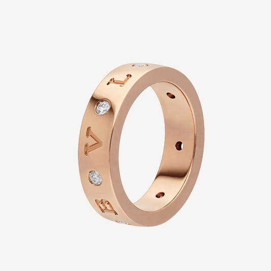 [⭐Hildren Jewelry]ZERO 1 ESSENTIAL PINK GOLD BAND WITH DIAMONDS RING