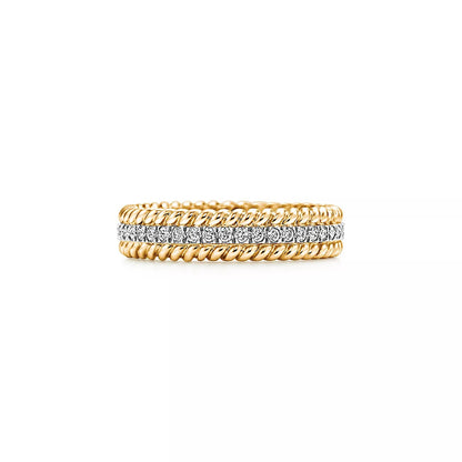 [Hildren Jewelry]ROPE TWO-ROW GOLD DIAMOND RING