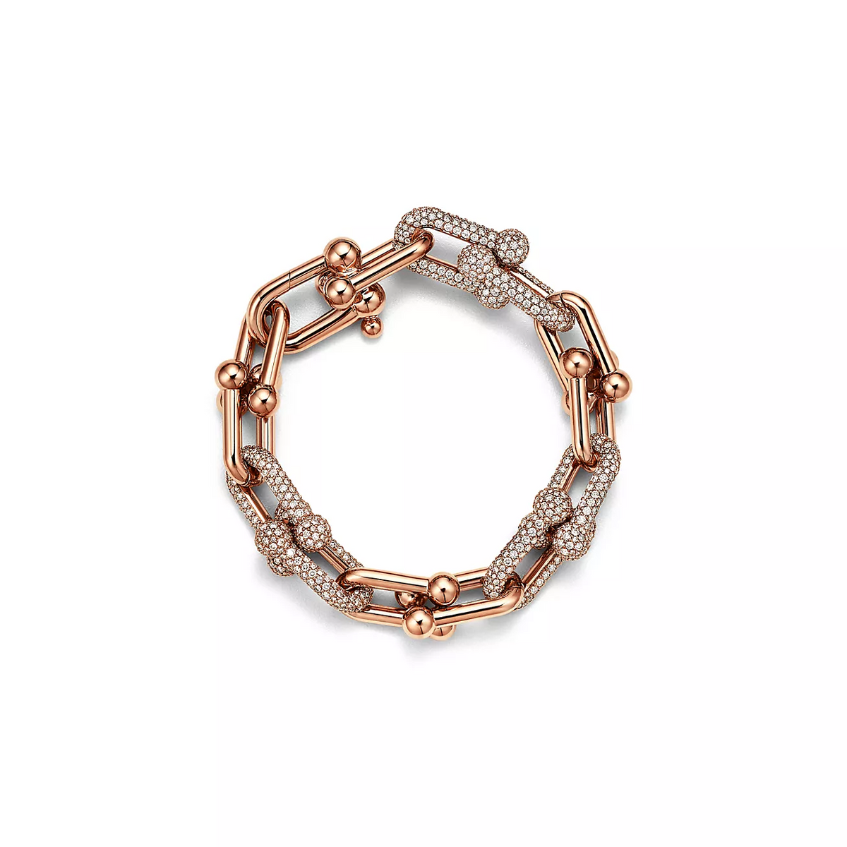 [Hildren Jewelry]HARDWEAR LARGE LINK PINK GOLD PAVED DIAMOND BRACELET