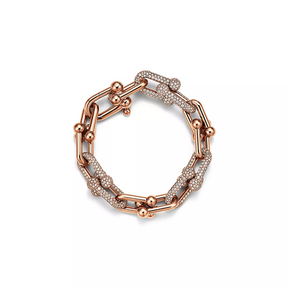 [Hildren Jewelry]HARDWEAR LARGE LINK PINK GOLD PAVED DIAMOND BRACELET