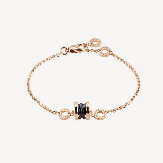 [⭐Hildren Jewelry]ZERO 1 SOFT PINK GOLD AND BLACK CERAMIC BRACELET
