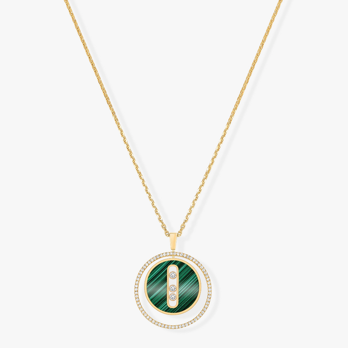 [⭐Hildren Jewelry]Demo MOVE 3 DIAMOND MALACHITE GOLD DIAMOND NECKLACE