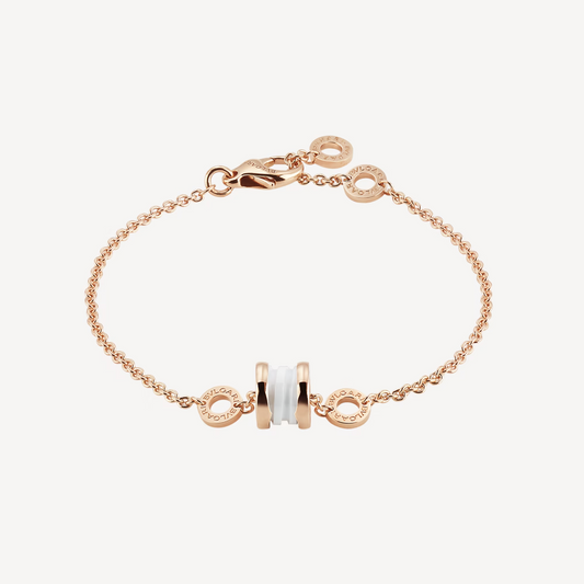 [⭐Hildren Jewelry]ZERO 1 SOFT PINK GOLD AND WHITE CERAMIC BRACELET