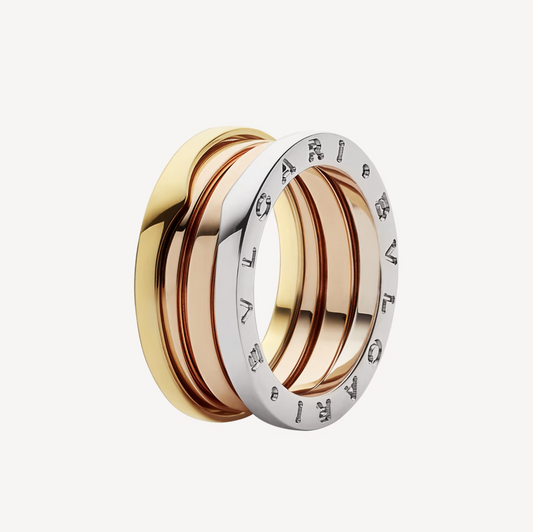 [⭐Hildren Jewelry]ZERO 1 THREE-BAND ROSE WHITE AND YELLOW RING
