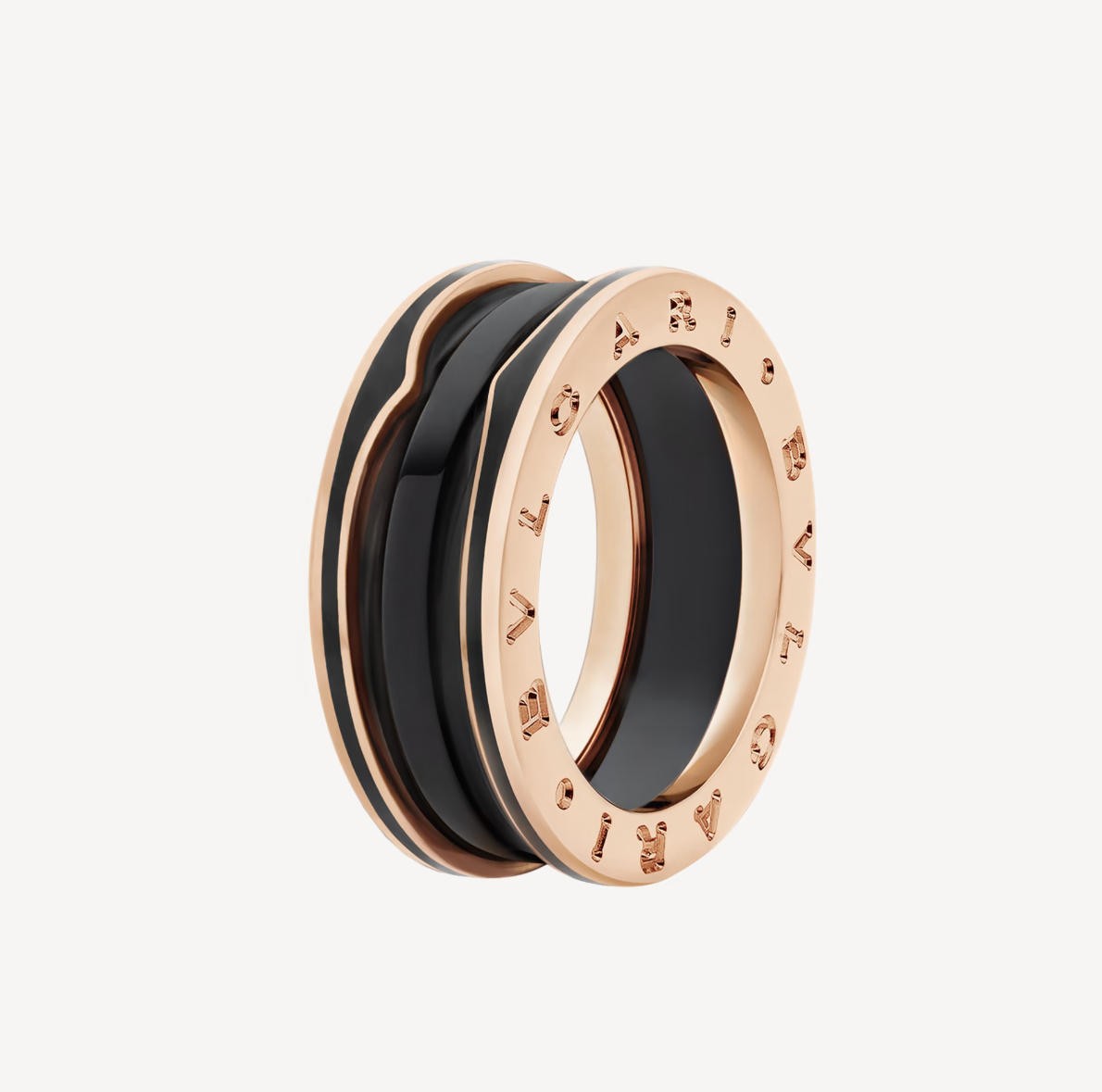 [⭐Hildren Jewelry]ZERO 1 TWO-BAND WITH MATTE BLACK CERAMIC PINK GOLD RING