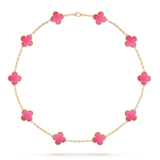 [⭐Hildren Jewelry]CLOVER 10 MOTIFS  NEW BUBBLE PINK ENAMEL
