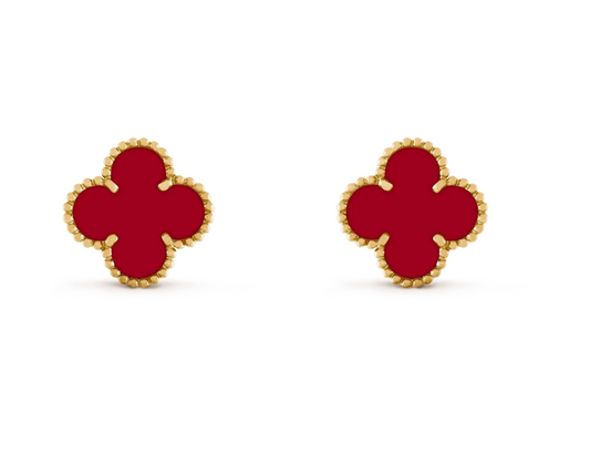 [⭐Hildren Jewelry] CLOVER 20MM RED AGATE EARRINGS