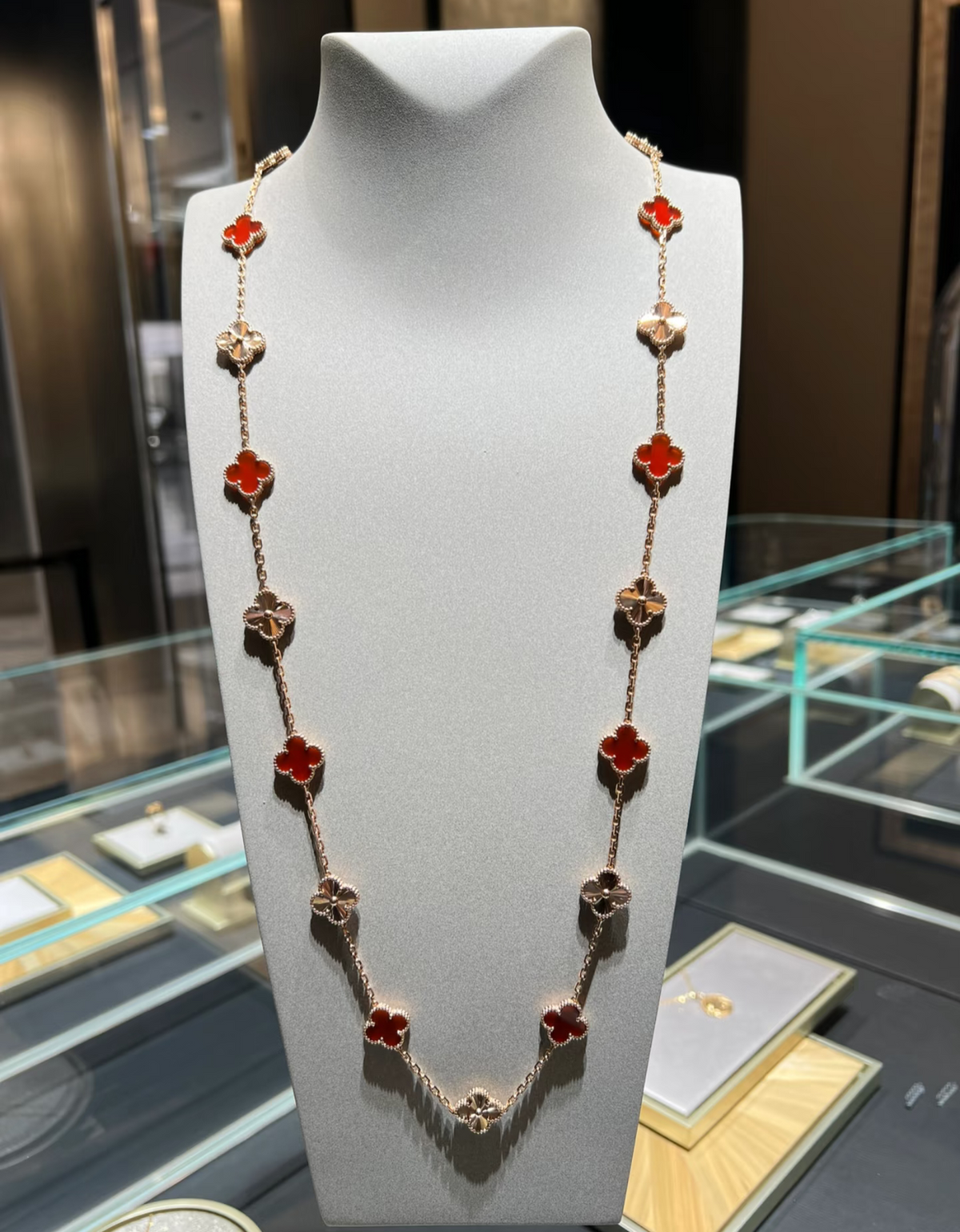 [⭐Hildren Jewelry]CLOVER 20 MOTIFS LASER CARNELIAN NECKLACE