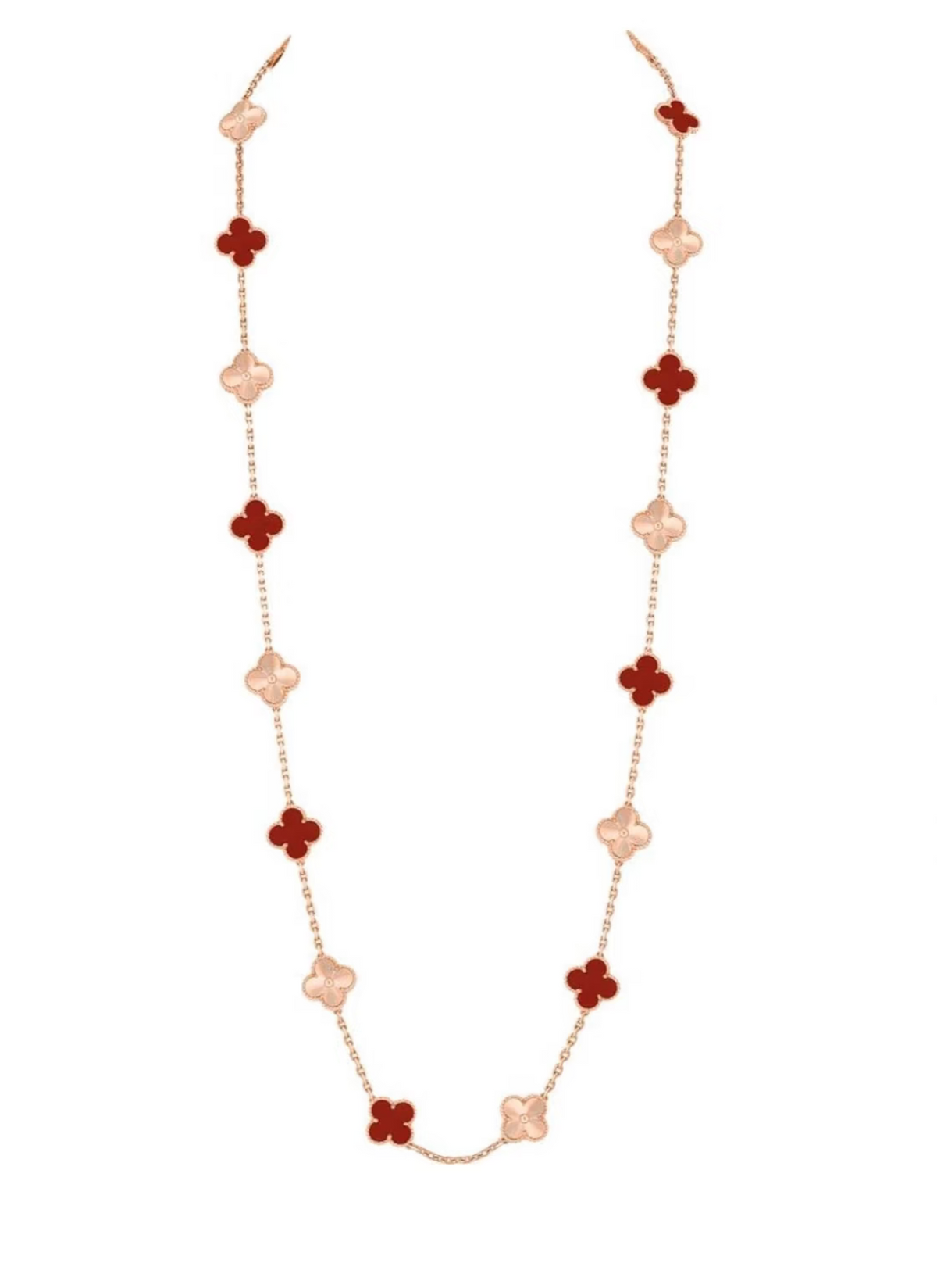 [⭐Hildren Jewelry]CLOVER 20 MOTIFS LASER CARNELIAN NECKLACE