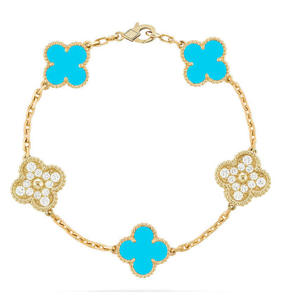 [⭐Hildren Jewelry] CLOVER 5 MOTIF TURQUOISE BRACELET COLLECTION