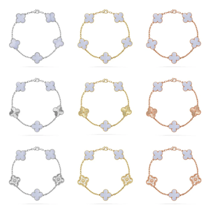[⭐Hildren Jewelry] CLOVER 5 MOTIF PURPLE CHALCEDONY BRACELET COLLECTION