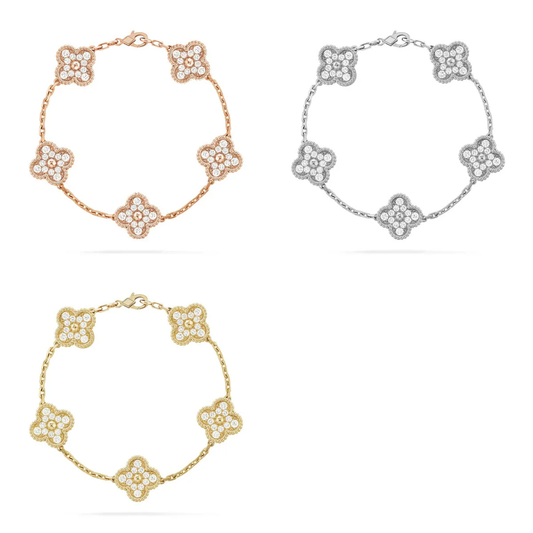 [⭐Hildren Jewelry] CLOVER 5 MOTIF FULL DIAMOND BRACELET COLLECTION