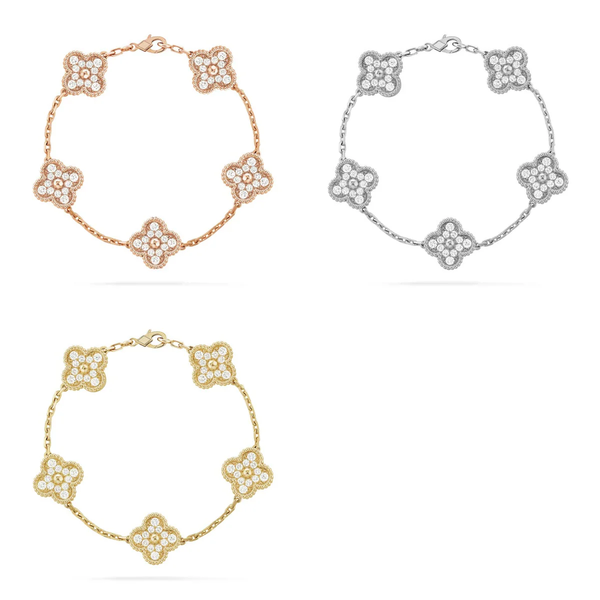 [⭐Hildren Jewelry] CLOVER 5 MOTIF FULL DIAMOND BRACELET COLLECTION