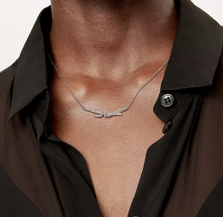 [Hildren Jewelry]KNOT PENDANT SILVER DIAMOND NECKLACE