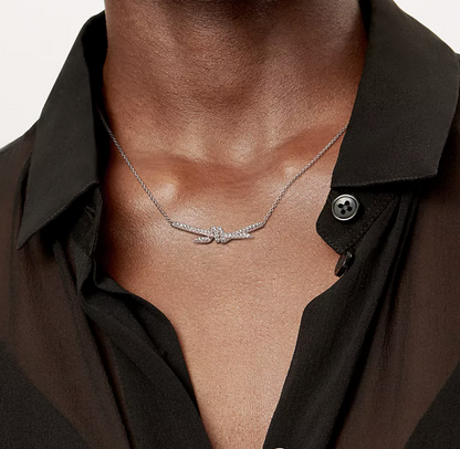 [Hildren Jewelry]KNOT PENDANT SILVER DIAMOND NECKLACE