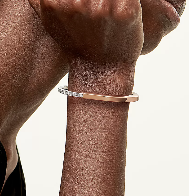 [Hildren Jewelry]LOCK BRACELET ROSE AND WHITE GOLD DIAMOND
