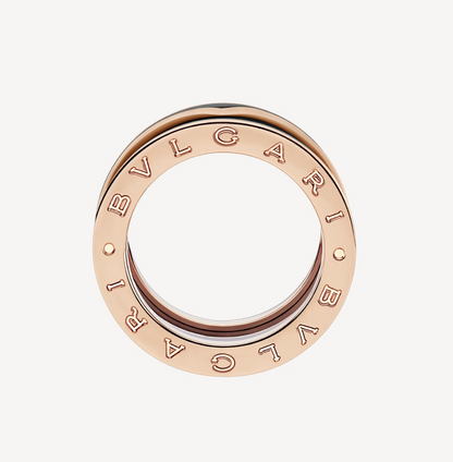 [⭐Hildren Jewelry]ZERO 1 TWO-BAND WITH MATTE BLACK CERAMIC PINK GOLD RING