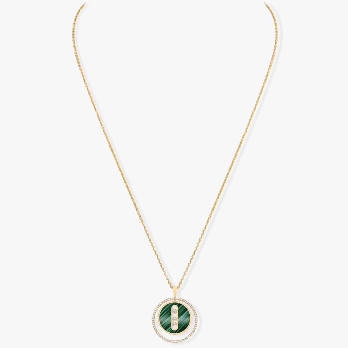 [⭐Hildren Jewelry]Demo MOVE 3 DIAMOND MALACHITE GOLD DIAMOND NECKLACE