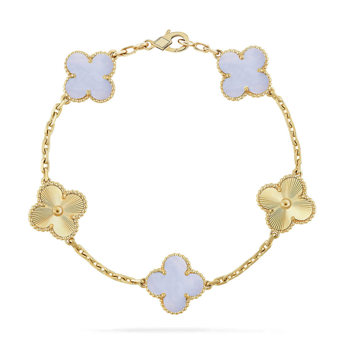[⭐Hildren Jewelry] CLOVER 5 MOTIF PURPLE CHALCEDONY BRACELET COLLECTION