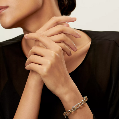 [Hildren Jewelry]HARDWEAR LARGE LINK GOLD DIAMOND BRACELET
