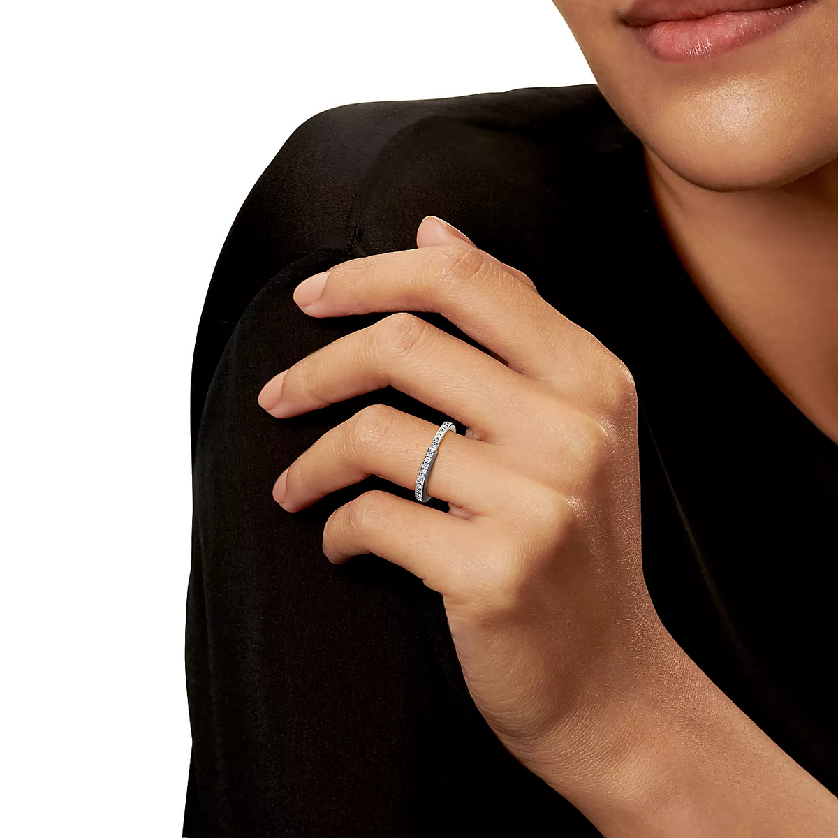 [Hildren Jewelry]LOCK RING SILVER DIAMOND PAVED