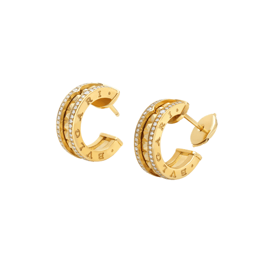 [⭐Hildren Jewelry]ZERO 1 ROCK GOLD EARRINGS WITH STUDDED SPIRAL AND PAVED DIAMONDS