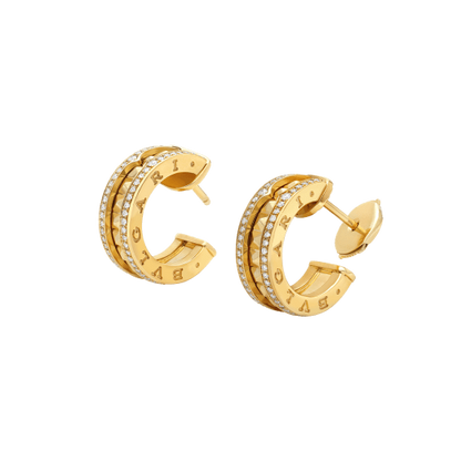 [⭐Hildren Jewelry]ZERO 1 ROCK GOLD EARRINGS WITH STUDDED SPIRAL AND PAVED DIAMONDS