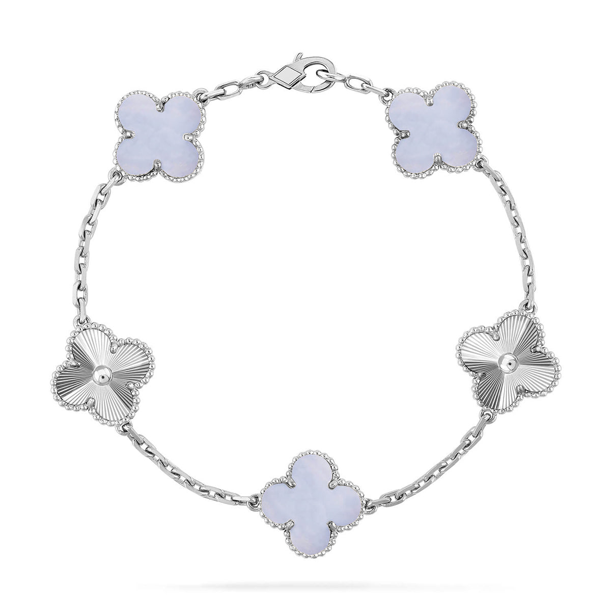 [⭐Hildren Jewelry] CLOVER 5 MOTIF PURPLE CHALCEDONY BRACELET COLLECTION