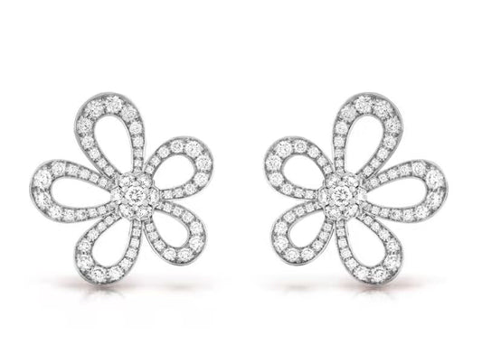 [⭐Hildren Jewelry]FLOWERLACE EARRINGS FULL DIAMONDS