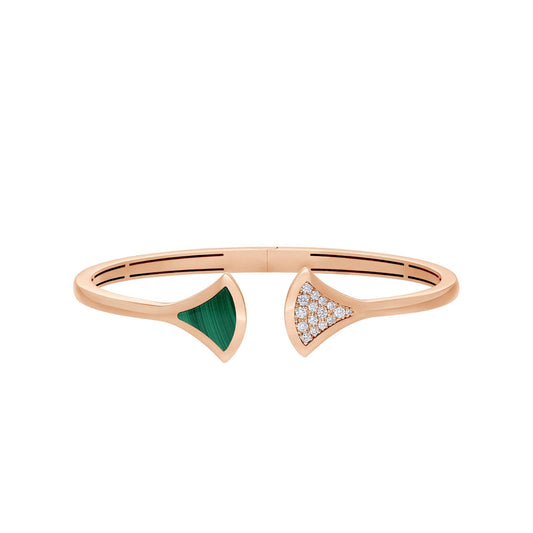 [⭐Hildren Jewelry]DREAM BRACELET OPEN MALACHITE PINK GOLD