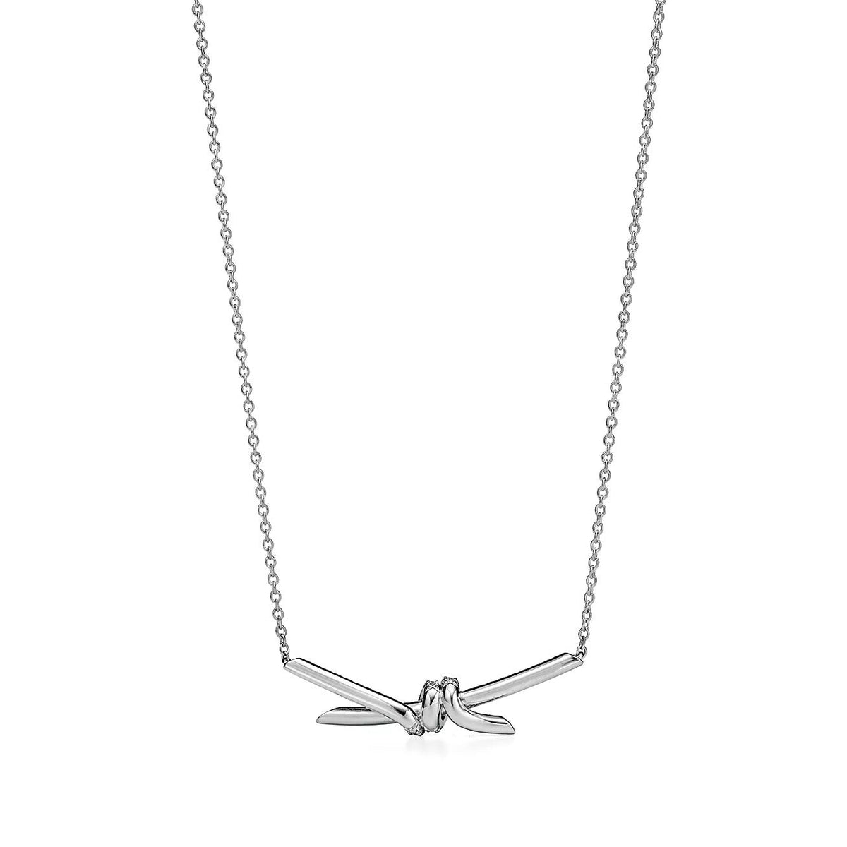[Hildren Jewelry]KNOT PENDANT SILVER DIAMOND NECKLACE